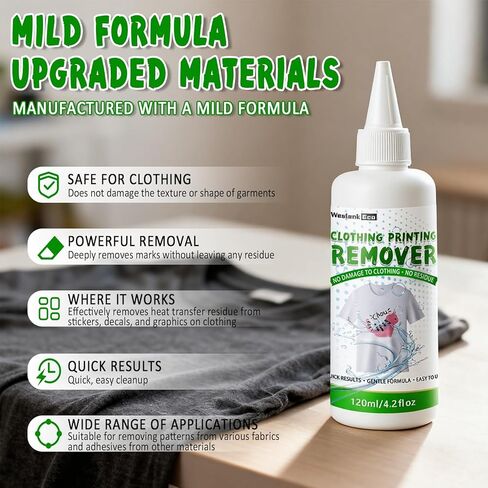 Vinyl Remover for Heat Transfer Vinyl, Fast Removal Without Damaging Fabrics, Heat Transfer Vinyl Remover for Fabrics—120ml in Saudi Arabia