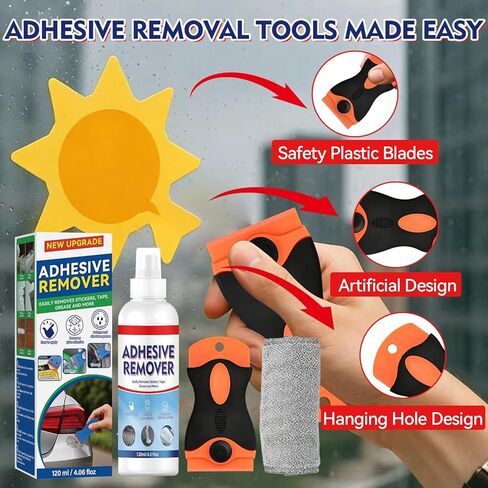 Adhesive Remover Spray, Car Sticker Remover Effortlessly Erase Multi-Surface Residue, Glue Remover for Tap, Decals, Glue, Chewing Gum, Label Remover with Strong Scraper & Towel in Saudi Arabia