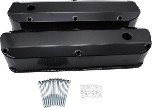 Black Fabricated Aluminum Tall Baffled Valve Covers Compatible for F-ord SBF V8 260 289 302 351W in Kuwait