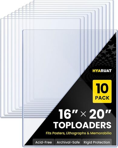 16x20 Toploader Poster Sleeves, 10 Pack 15 Mil Rigid PVC Plastic Poster Protectors, 47PT Capacity Plastic Poster Sleeves for Art Prints, Photos, Documents, Display & Storage in Saudi Arabia