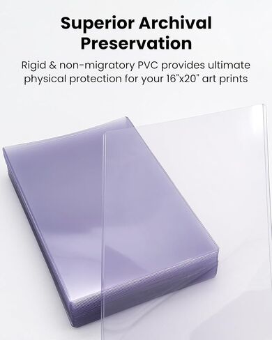 16x20 Toploader Poster Sleeves, 10 Pack 15 Mil Rigid PVC Plastic Poster Protectors, 47PT Capacity Plastic Poster Sleeves for Art Prints, Photos, Documents, Display & Storage in Saudi Arabia