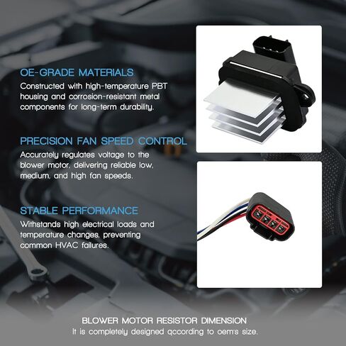 HVAC Blower Motor Resistor with Wire Harness Compatible with Infiniti Qx56 Qx80 Replacement for Nissan Armada Frontier Pathfinder Quest Titan Xterra Relpace 27151-ZM70A 27151-ZQ00A RU792 in Kuwait