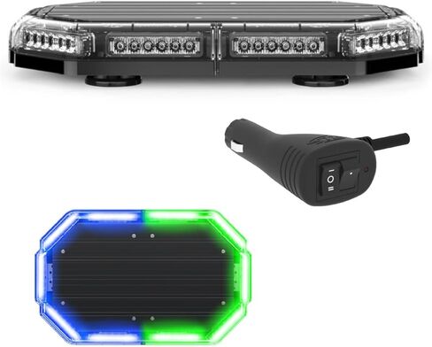 شريط إضاءة LED صغير من SpeedTech Lights K-Force Elite 18 TIR - 60 مصباح LED بقوة 180 وات ضوء طوارئ مغناطيسي على السقف للشاحنات والسيارات والمحاريث (العنبر/العنبر) in Kuwait