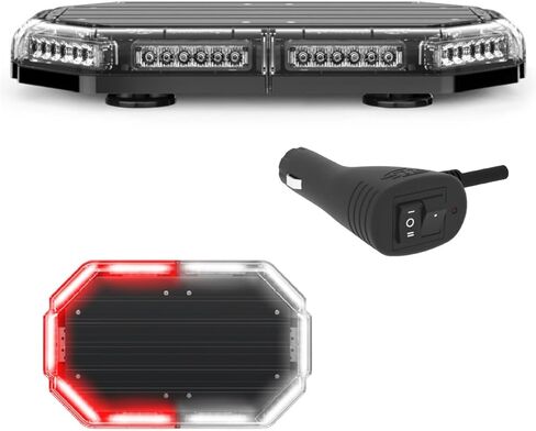 شريط إضاءة LED صغير من SpeedTech Lights K-Force Elite 18 TIR - 60 مصباح LED بقوة 180 وات ضوء طوارئ مغناطيسي على السقف للشاحنات والسيارات والمحاريث (العنبر/العنبر) in Kuwait