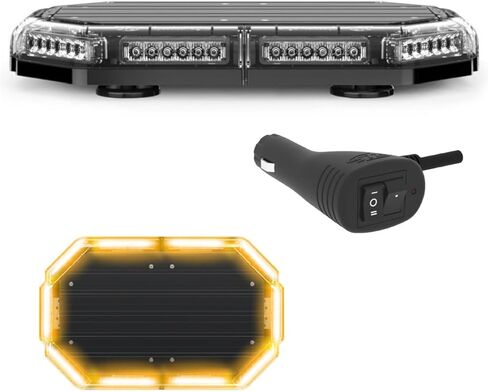 شريط إضاءة LED صغير من SpeedTech Lights K-Force Elite 18 TIR - 60 مصباح LED بقوة 180 وات ضوء طوارئ مغناطيسي على السقف للشاحنات والسيارات والمحاريث (العنبر/العنبر) in Kuwait