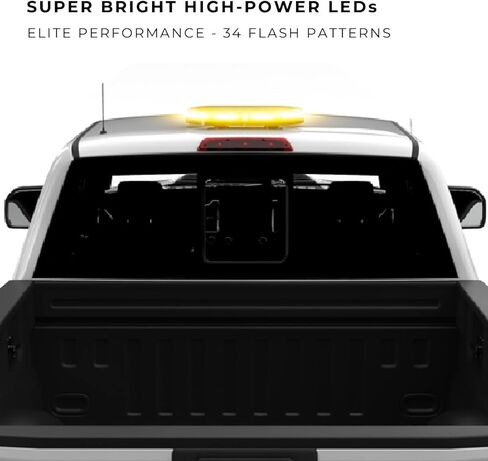 شريط إضاءة LED صغير من SpeedTech Lights K-Force Elite 18 TIR - 60 مصباح LED بقوة 180 وات ضوء طوارئ مغناطيسي على السقف للشاحنات والسيارات والمحاريث (العنبر/العنبر) in Kuwait