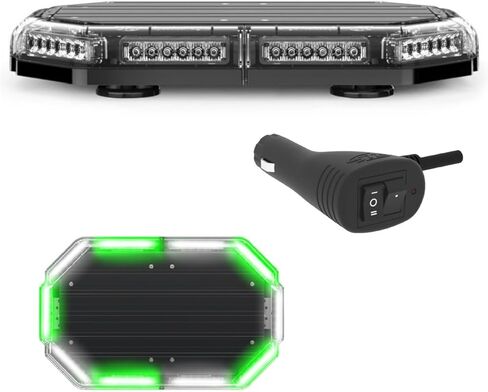 شريط إضاءة LED صغير من SpeedTech Lights K-Force Elite 18 TIR - 60 مصباح LED بقوة 180 وات ضوء طوارئ مغناطيسي على السقف للشاحنات والسيارات والمحاريث (العنبر/العنبر) in Kuwait