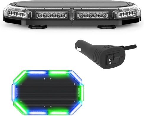 شريط إضاءة LED صغير من SpeedTech Lights K-Force Elite 18 TIR - 60 مصباح LED بقوة 180 وات ضوء طوارئ مغناطيسي على السقف للشاحنات والسيارات والمحاريث (العنبر/العنبر) in Kuwait
