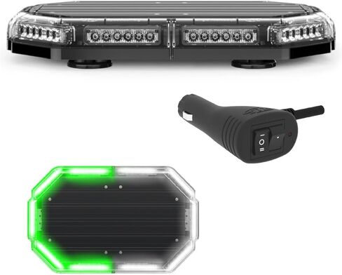 شريط إضاءة LED صغير من SpeedTech Lights K-Force Elite 18 TIR - 60 مصباح LED بقوة 180 وات ضوء طوارئ مغناطيسي على السقف للشاحنات والسيارات والمحاريث (العنبر/العنبر) in Kuwait