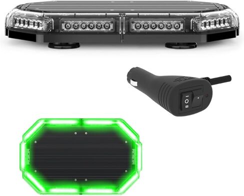 شريط إضاءة LED صغير من SpeedTech Lights K-Force Elite 18 TIR - 60 مصباح LED بقوة 180 وات ضوء طوارئ مغناطيسي على السقف للشاحنات والسيارات والمحاريث (العنبر/العنبر) in Kuwait
