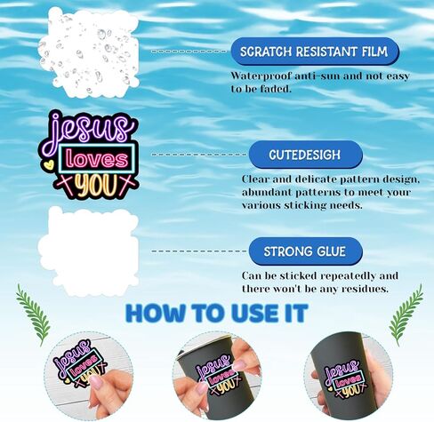 120PCS Neon Jesus Loves You Stickers Jesus Loves You Party Favors Birthday Party Decorations Vinyl Waterproof Stickers for Water Bottle Laptop Luggage Helmet in Saudi Arabia