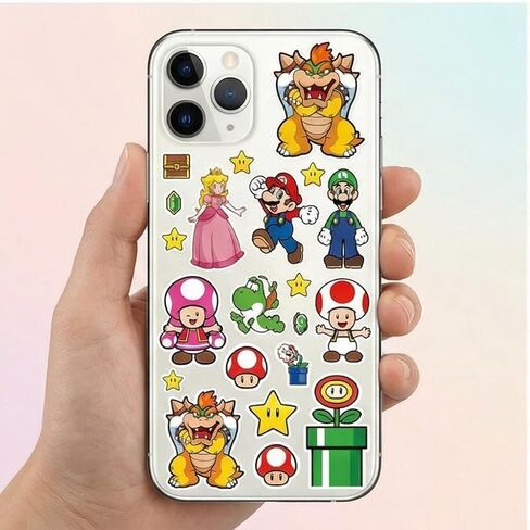 24Pcs Cute Mario Stickers, Mixed & Matched with 8 Designed Super Bros Sticker for Party Favors, Decor, Reward, Gift Idea in Saudi Arabia