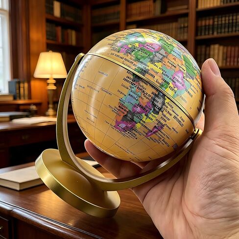 Mini Antique Globe 4 inch Interactive Earth Globe with Stand, Geographic World Globes Educational Rotating World Map Globes Educational Classroom Desk Table Decoration in Saudi Arabia