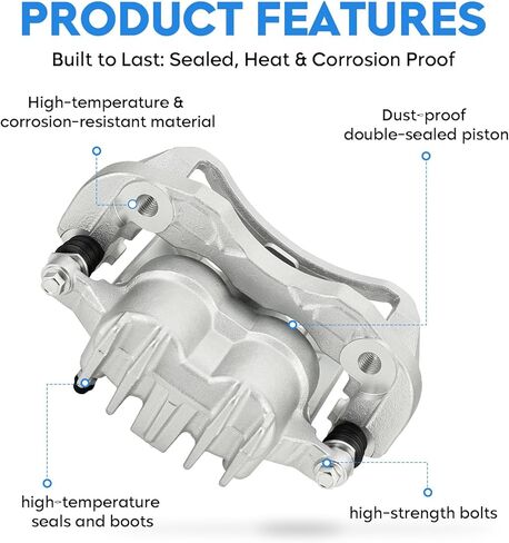 فرجار الفرامل الخلفية لسيارة Ford Excursion 2000-2005، F-250 Super Duty 2000-2004، F-350 Super Duty 2000-2004، فرجار فرامل السائق الخلفي والركاب، استبدل 18-B4753 18-B4752، قطعتان مع دعامة in Kuwait