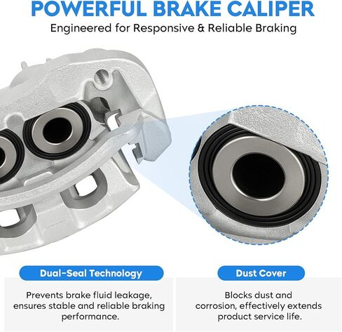 فرجار الفرامل الخلفية لسيارة Ford Excursion 2000-2005، F-250 Super Duty 2000-2004، F-350 Super Duty 2000-2004، فرجار فرامل السائق الخلفي والركاب، استبدل 18-B4753 18-B4752، قطعتان مع دعامة in Kuwait