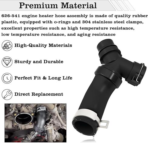 626-541 Engine Heater Hose Assembly, Upgraded Y-Connector Pipe with O-Ring Seal, Fit for Ford F-150 & Lobo & Mustang & Lincoln Mark, Replace DR3Z-8566-A in Saudi Arabia