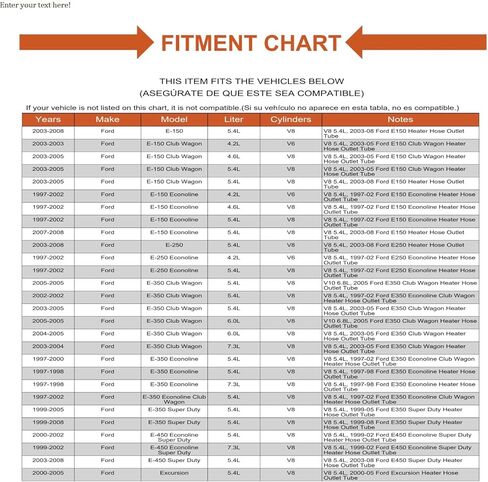 استبدال أنبوب سخان منفذ مضخة المياه ل 97-08 فورد F شاحنة E فان 5.4L V10 6.8L in Kuwait