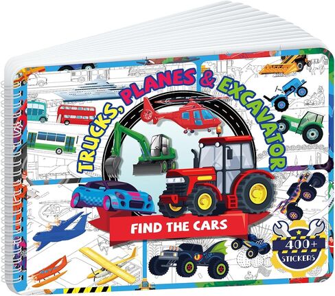 Kalysky Car Sticker Book for Kids Ages 4-8 | Match & Stick Vehicle, 400+ Stickers | Cars, Trucks, Planes & Trains | Travel Activity for Plane, Car & Road Trip in Kuwait