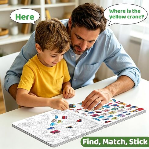 Kalysky Car Sticker Book for Kids Ages 4-8 | Match & Stick Vehicle, 400+ Stickers | Cars, Trucks, Planes & Trains | Travel Activity for Plane, Car & Road Trip in Kuwait