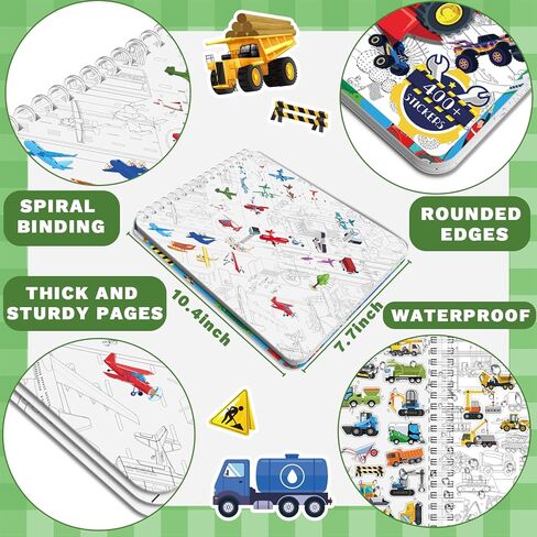 Kalysky Car Sticker Book for Kids Ages 4-8 | Match & Stick Vehicle, 400+ Stickers | Cars, Trucks, Planes & Trains | Travel Activity for Plane, Car & Road Trip in Kuwait