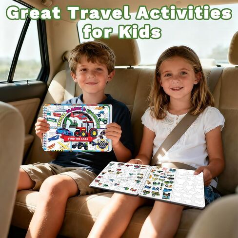 Kalysky Car Sticker Book for Kids Ages 4-8 | Match & Stick Vehicle, 400+ Stickers | Cars, Trucks, Planes & Trains | Travel Activity for Plane, Car & Road Trip in Kuwait