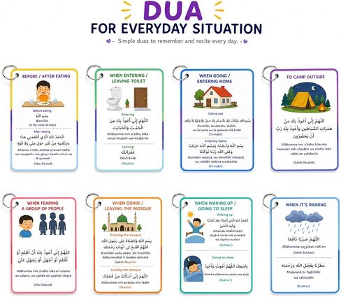 Islamic Dua Flashcards for Kids – 40+ Daily Duas Learning Cards in Arabic, Transliteration & English – Muslim Learning Cards | Islamic Educational Activity | Ramadan & Eid with Free Prayer Tracker in Kuwait
