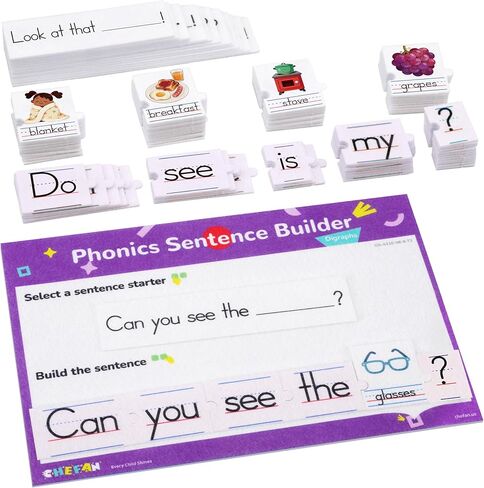 CHEFAN Sentence Building for Kids, Learn to Read & Write, Sight Words Learning Toy, Sentence Board with Writing Board, Speech Therapy for Preschool Kindergarten in Saudi Arabia