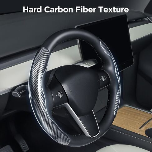 Universal Fit Carbon Fiber Steering Wheel Cover, Hard Car Steering Wheel Cover, Segmented Non-Slip Car Wheel Cover (Hight Gloss Black Carbon Fiber) in Kuwait