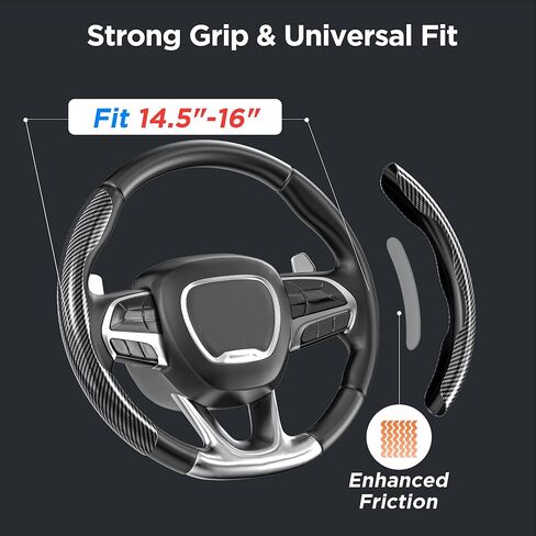 Universal Fit Carbon Fiber Steering Wheel Cover, Hard Car Steering Wheel Cover, Segmented Non-Slip Car Wheel Cover (Hight Gloss Black Carbon Fiber) in Kuwait