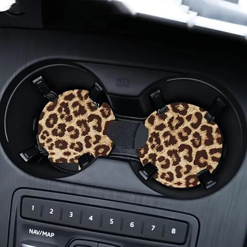 Pinbola 5 Pcs Fluffy Cheetah Steering Wheel Cover Car Accessories Set Warm Soft Universal 14.5-15 Inch Leopard Print Fuzzy Faux Fur for Men and Women (Brown) in Saudi Arabia