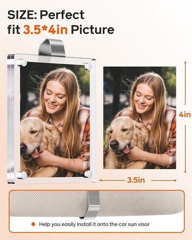 2Pcs Large Magnetic Car Visor Photo Holder - Strong Clip-On Frames for 3.5"x4.4" Photos - Durable Acrylic Visor Clip Photo Frame for Family & Pets - Secure Photo Car Visor Clip Accessories, Gift For Valentine‘s Day in Saudi Arabia
