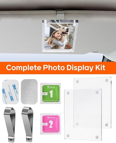 2Pcs Large Magnetic Car Visor Photo Holder - Strong Clip-On Frames for 3.5"x4.4" Photos - Durable Acrylic Visor Clip Photo Frame for Family & Pets - Secure Photo Car Visor Clip Accessories, Gift For Valentine‘s Day in Saudi Arabia