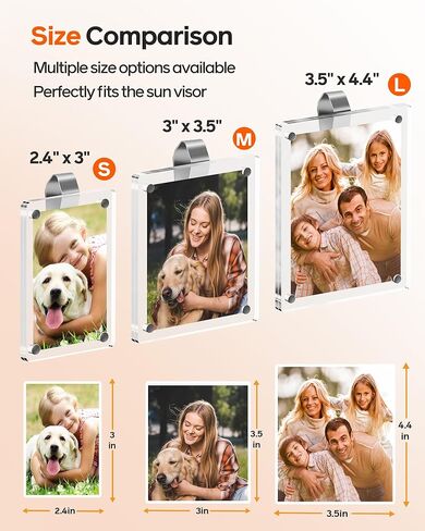 2Pcs Large Magnetic Car Visor Photo Holder - Strong Clip-On Frames for 3.5"x4.4" Photos - Durable Acrylic Visor Clip Photo Frame for Family & Pets - Secure Photo Car Visor Clip Accessories, Gift For Valentine‘s Day in Saudi Arabia