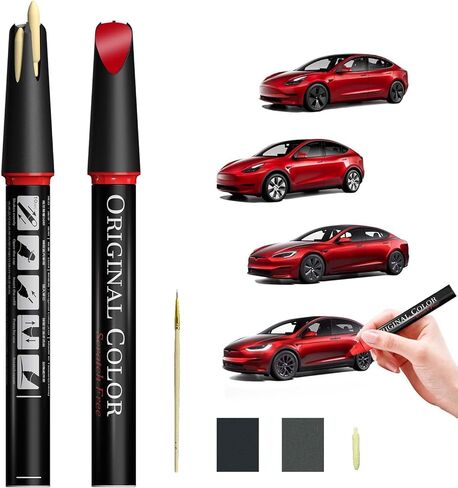 Carhoo Diamond Black (PX00/PX02) Touch Up Paint Pen Compatible with Tesla, Genuine Custom Color Exact Match Automotive Car Paint Scratch Remover, With Pen Tip & Fine Brush in Kuwait