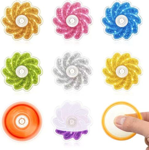 Fidget Toys 9 Pack, Fluid Glitter Fidget Spinners for Kids Age 3+,Anxiety Relief Fidget Spinner,Party Favors Colorful Flower Shaped Sensory Toys for Kids with Autism in Saudi Arabia