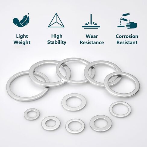 580PCS Aluminum Crush Washer Assortment - 18 Sizes (M6 to M24) Oil Drain Plug Gasket Kit for Automotive, Motorcycle, Equipment - High Temp Sealing Kit in Kuwait