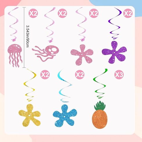 BEISHIDA 15Pcs Yellow Cartoon Hanging Swirl Decorations Pre-Strung Jellyfish Flowers Party Banner Backdrop for Ocean Theme Baby Shower Birthday Party Supplies in Kuwait