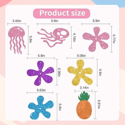 BEISHIDA 15Pcs Yellow Cartoon Hanging Swirl Decorations Pre-Strung Jellyfish Flowers Party Banner Backdrop for Ocean Theme Baby Shower Birthday Party Supplies in Kuwait