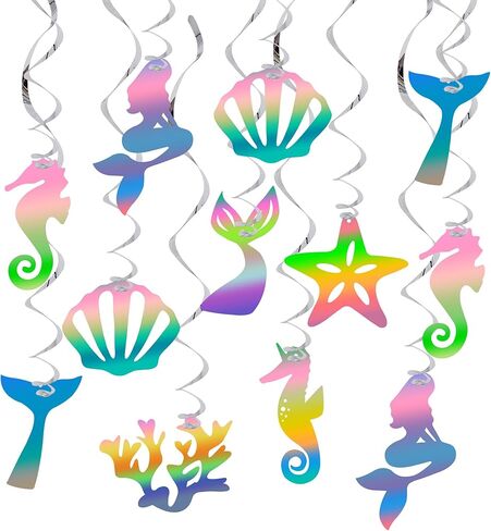 BEISHIDA 15Pcs Yellow Cartoon Hanging Swirl Decorations Pre-Strung Jellyfish Flowers Party Banner Backdrop for Ocean Theme Baby Shower Birthday Party Supplies in Kuwait
