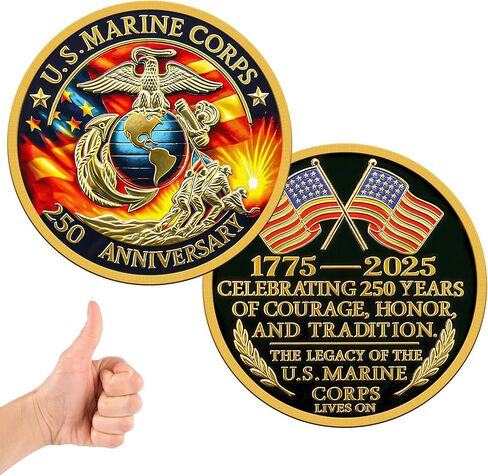250th Marine Corps Anniversary Challenge Coin - Military Collectible for 1775-2025 - Marine Corps Birthday Gift - Marine Veterans' Commemorative Souvenir (Classic-01) in Saudi Arabia