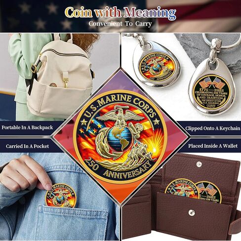 250th Marine Corps Anniversary Challenge Coin - Military Collectible for 1775-2025 - Marine Corps Birthday Gift - Marine Veterans' Commemorative Souvenir (Classic-01) in Saudi Arabia