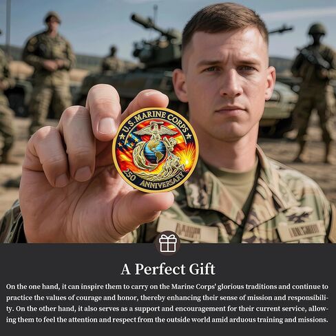 250th Marine Corps Anniversary Challenge Coin - Military Collectible for 1775-2025 - Marine Corps Birthday Gift - Marine Veterans' Commemorative Souvenir (Classic-01) in Saudi Arabia