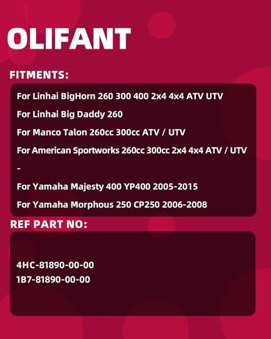بداية لـ Linhai Bighorn 260 300 400 Big Daddy 260cc/لـ Yamaha Majesty 400 2005-2015/Morphous 250 2006-2008 Manco Talon 260cc 300cc American Sportworks 4HC-81890-00-00 1B7-81890-00-00 in Kuwait