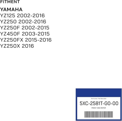 قرص فرامل أمامي دوار عاصي 250 مم لياماها YZ125 (2002-2016) YZ250 (2002-2016) YZ250F (2002-2015) YZ450F (2003-2015) YZ250FX (2015-2016) YZ250X (2016) - يستبدل جزء OEM 5XC-2581T-G0-00 in Kuwait