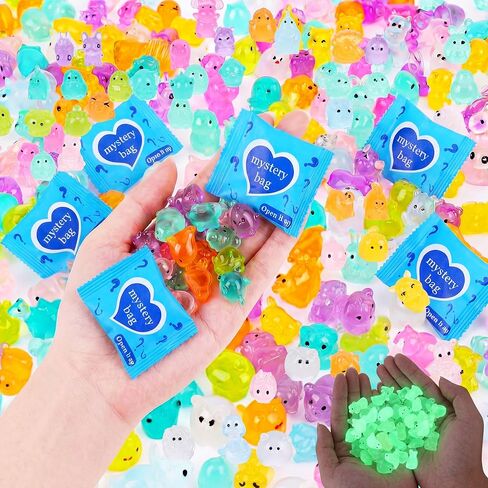 Mystery Resin Animals Blind Bag, 70 Pcs Glow in The Dark Mini Figures Bulk, Tiny Ducks Frogs Owls for Party Favors Classroom Prizes Dollhouse Décor in Saudi Arabia