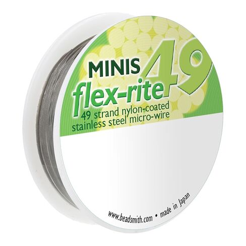 The Beadsmith Flex-Rite 49 جديلة مطلية بالنايلون، سلك خرز من الفولاذ المقاوم للصدأ، مستلزمات صناعة المجوهرات (.012 قطر، شفاف - 10 قدم) in Saudi Arabia