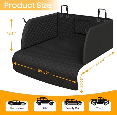 PETICON SUV Cargo Liner for Dogs, Waterproof Trunk Cover with Cushioned Sides to Protect Pet, Full Coverage Non-Slip Seat Cover for SUVs with Bumper Flap Protector in Saudi Arabia