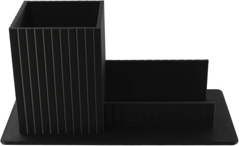 3D Printed Desk Organizer Pencil Holder with Business Card Stand, Black – Pen Cup + Business Card Holder for Office, Home Office, Teacher, Reception – Made in USA in Kuwait
