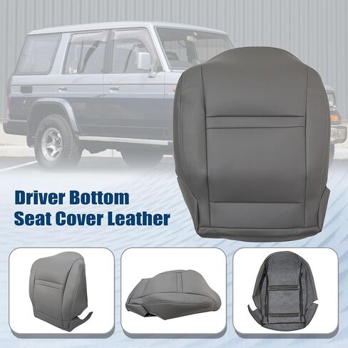 2PCS Driver & Passenger Side Bottom Leather Replacement Seat Cover Gray Compatible with Toyota Land Cruiser 1990 1991 1992 1993 1994 1995 1996 1997 in Kuwait