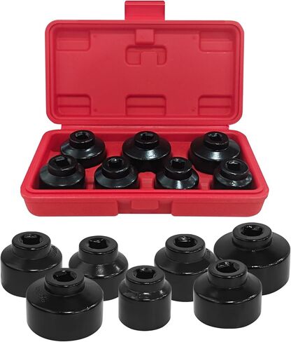 Oil Filter Socket Set Oil Filter Wrench Removal Tool Kit Includes 24mm 27mm 29mm 30mm 32mm 36mm 38mm, Fuel Filters Cap Remover Installer Socket Tool for Car Oils Change Accessories （7PCS） in Saudi Arabia